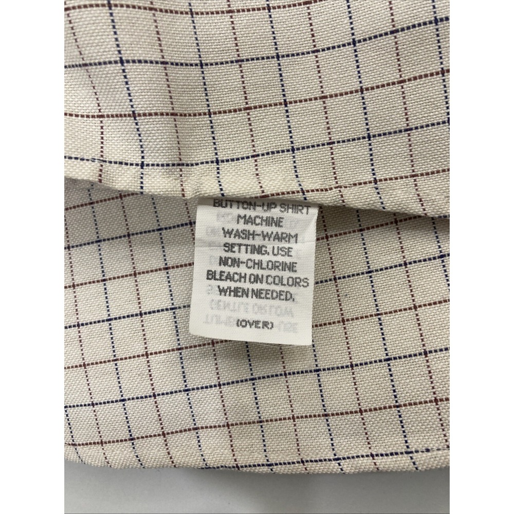ClayBrooke Men 32 / 33 Button Down Tan Plaid Shirt Long Sleeves - Picture 9 of 9